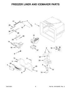Freezer Liner And Icemaker Parts Diagram and Parts List for WRF535SWHZ06  Whirlpool Refrigerator