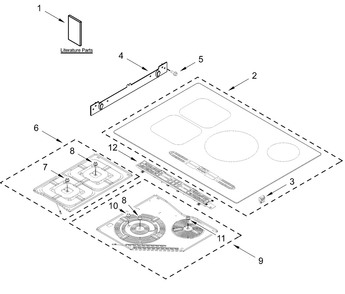 Cooktop Parts Diagram and Parts List for WCIT7530SB00  Whirlpool Cooktop