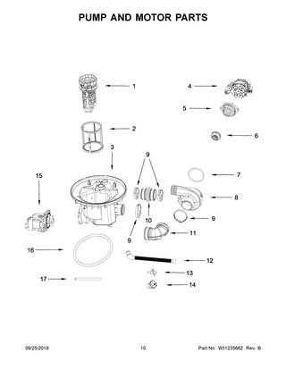 Part Location Diagram of W11230164 Whirlpool MOTOR-PUMP