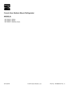 Cover Sheet Diagram and Parts List for 10673003511  Kenmore Refrigerator