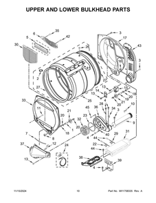 06 - Upper And Lower Bulkhead Parts Diagram and Parts List for MLE27PDFYW0  Whirlpool Dryer