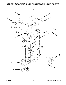 Case, Gearing And Planetary Unit Parts Diagram and Parts List for KSM8990CU0  KitchenAid Mixer