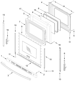 Door Parts Diagram and Parts List for CREW3552RW0  Whirlpool Range