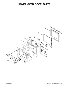 Lower Oven Door Parts Diagram and Parts List for KODE900HSS21  KitchenAid Wall Oven