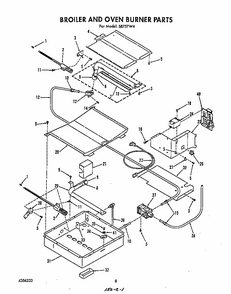 Broiler And Oven Burner Diagram and Parts List for S8757*4  Roper Range