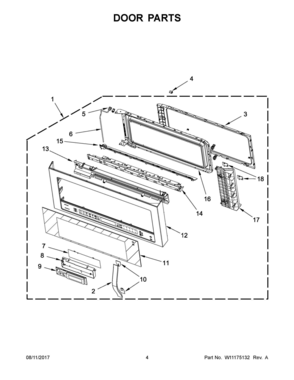 03 - DOOR PARTS Diagram and Parts List for WMH76719CZ2  Whirlpool Microwave Oven Combo