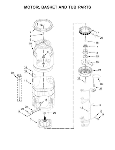 Motor, Basket And Tub Parts Diagram and Parts List for 7MWTW8500EC0  Whirlpool Washer