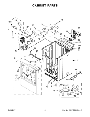 03 - CABINET PARTS Diagram and Parts List for YMEDB855DW4  Whirlpool Dryer