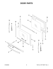 Door Parts Diagram and Parts List for YWFE775H0HW5  Whirlpool Range