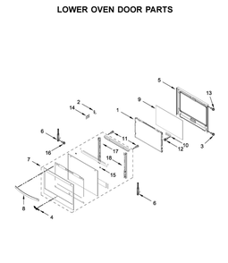 Lower Oven Door Parts Diagram and Parts List for WOD77EC7HS02  Whirlpool Wall Oven