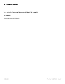 Cover Sheet Diagram and Parts List for KUDF204ESB00  KitchenAid Refrigerator