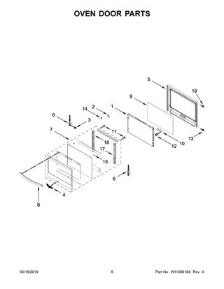 Oven Door Parts Diagram and Parts List for WOS31ES7JS00  Whirlpool Wall Oven