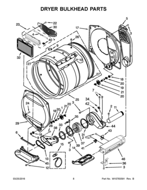 05 - DRYER BULKHEAD PARTS Diagram and Parts List for YWET4027EW0  Whirlpool Washer Dryer Combo