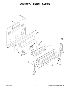 Control Panel Parts Diagram and Parts List for KFEG500EBS7  KitchenAid Range
