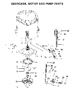 Gearcase, motor and pump parts Diagram and Parts List for WTW8120HW0  Whirlpool Washer