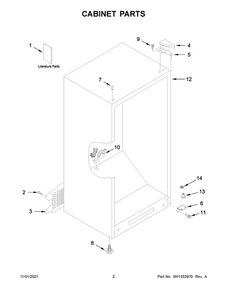 Cabinet Parts Diagram and Parts List for WZF57R16FW07  Whirlpool Freezer