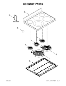 Cooktop Parts Diagram and Parts List for WGE745C0FS00  Whirlpool Range