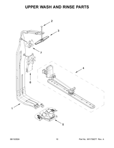 Upper Wash And Rinse Parts Diagram and Parts List for KDPM704KPS3  KitchenAid Dishwasher