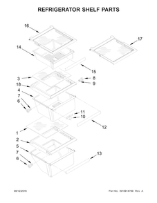 Refrigerator Shelf Parts Diagram and Parts List for WRS335FDDM01  Whirlpool Refrigerator