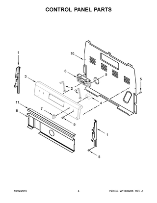Control Panel Parts Diagram and Parts List for WFE505W0HB2  Whirlpool Range