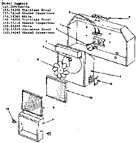 Ductless Range Hood Diagram and Parts List for 15554002  Kenmore Range Hood