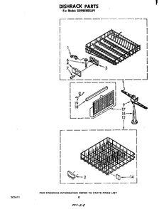 Dishrack Diagram and Parts List for GDP6880XLP1  Whirlpool Dishwasher