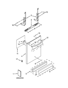 Door And Panel Parts Diagram and Parts List for WDT710PAYB6  Whirlpool Dishwasher