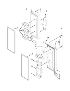 Refrigerator Door Parts Diagram and Parts List for WRF560SEYM05  Whirlpool Refrigerator
