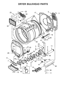 Dryer Bulkhead Parts Diagram and Parts List for WET4027EW0  Whirlpool Washer Dryer Combo