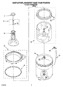 AGITATOR, BASKET AND TUB PARTS Diagram and Parts List for CAWB527RQ0  Crosley Washer