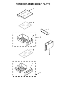 Refrigerator Shelf Parts Diagram and Parts List for KBSN602EPA01  KitchenAid Refrigerator