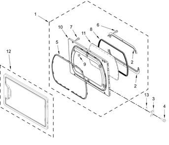 Door Parts Diagram and Parts List for MLE26PRLYW0  Whirlpool Dryer