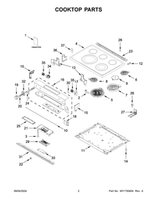 02 - Cooktop Parts Diagram and Parts List for YKSEB900EWH7  Whirlpool Range