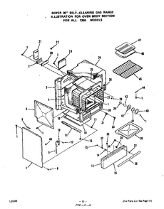 Oven Body Diagram and Parts List for 1355*0A  Roper Range