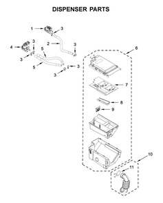 Dispenser Parts Diagram and Parts List for WFW8620HC2  Whirlpool Washer