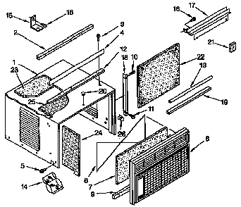 Cabinet Parts Diagram and Parts List for 4848790811  Kenmore Air Conditioner