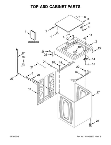 Top And Cabinet Parts Diagram and Parts List for 2DWTW4740YQ1  Whirlpool Washer