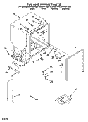 TUB AND FRAME PARTS Diagram and Parts List for GU2455XTSB0  Whirlpool Dishwasher