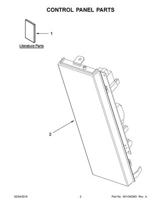 Control Panel Parts Diagram and Parts List for WMH75021HZ2  Whirlpool Microwave
