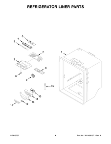 Refrigerator Liner Parts Diagram and Parts List for WRB322DMBW02  Whirlpool Refrigerator