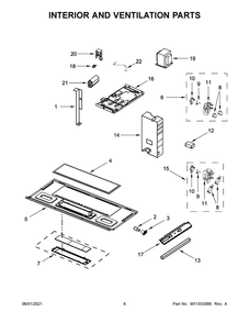 Interior And Ventilation Parts Diagram and Parts List for AMV2307PFS6  Whirlpool Microwave Oven Combo