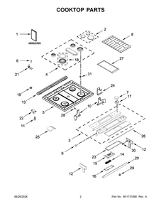 02 - Cooktop Parts Diagram and Parts List for JGS1450ML1  Whirlpool Range