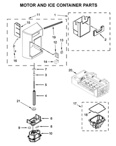 Motor And Ice Container Parts Diagram and Parts List for WRS555SIHB03  Whirlpool Refrigerator