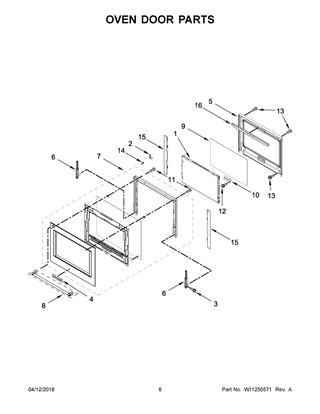 Oven Door Parts Diagram and Parts List for KOST100ESS03  Whirlpool Wall Oven