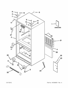 Cabinet Parts Diagram and Parts List for 59679219013  Kenmore Refrigerator