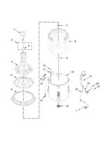 Basket And Tub Parts Diagram and Parts List for 11022332510  Kenmore Washer