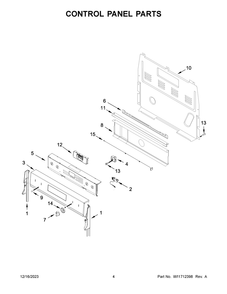 Control Panel Parts Diagram and Parts List for WFE975H0HV5  Whirlpool Range
