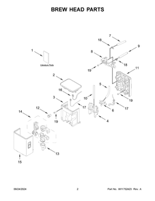 02 - Brew Head Parts Diagram and Parts List for KES8556PL0  Whirlpool Espresso Machine