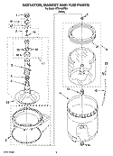 AGITATOR, BASKET AND TUB PARTS Diagram and Parts List for ETW4400TQ0  Estate Washer