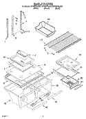 SHELF Diagram and Parts List for GT1SHTXLT01  Whirlpool Refrigerator